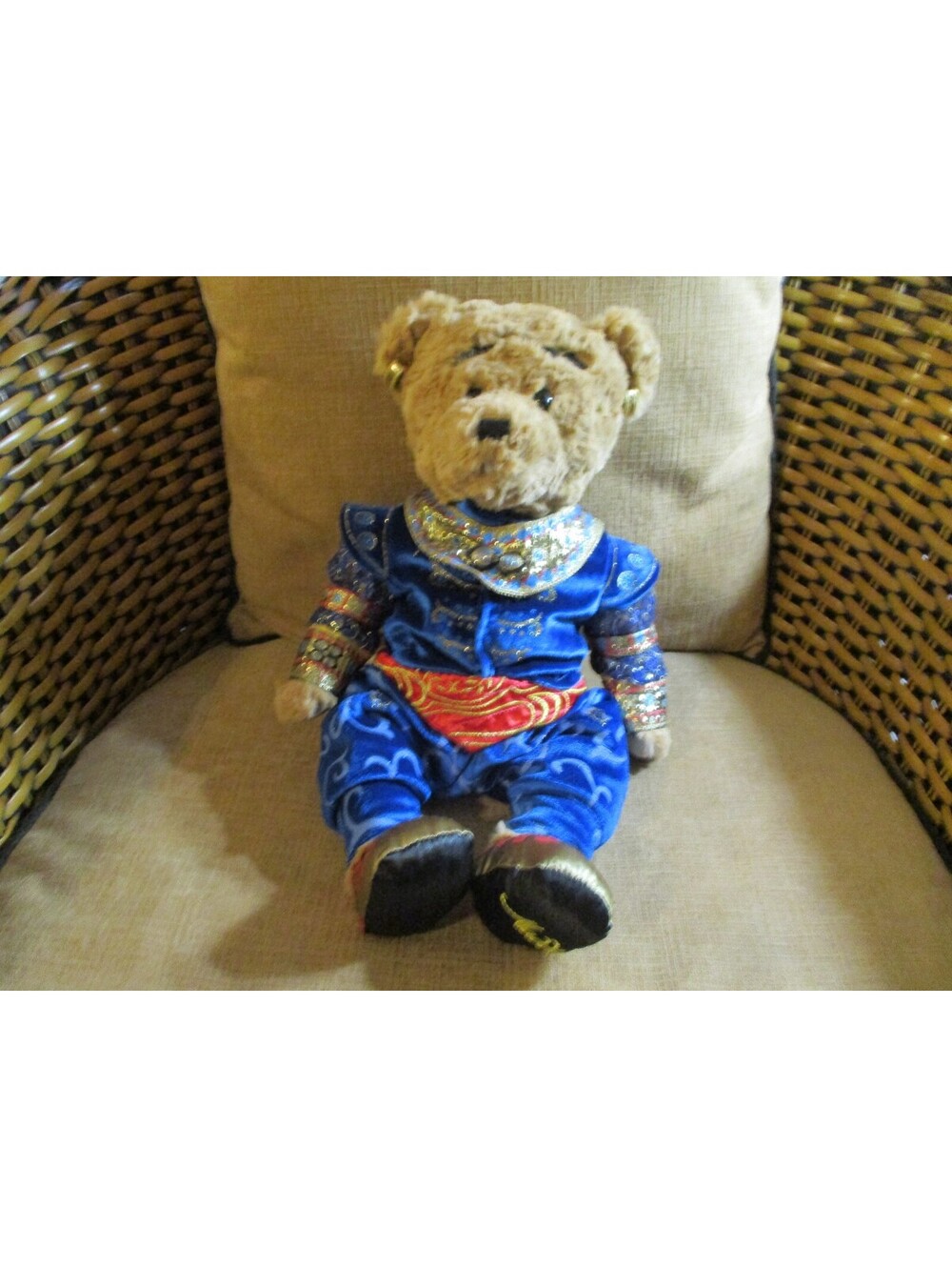 Disney Aladdin Broadway Musical Genie Bear Plush 16" Theatrical Group Blue Toy